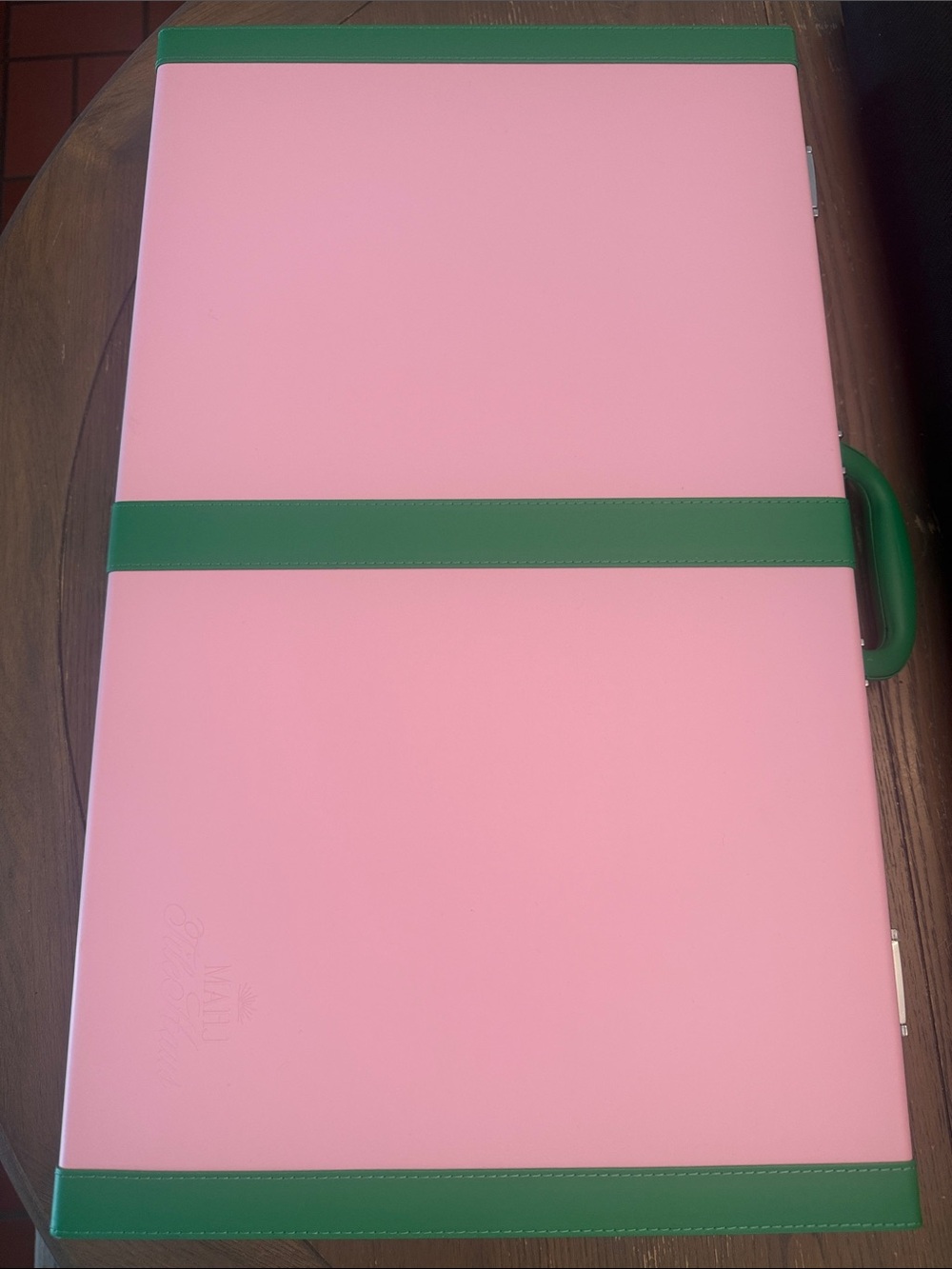 Mahj Tile Haus - Pink Travel Case with Green Trim